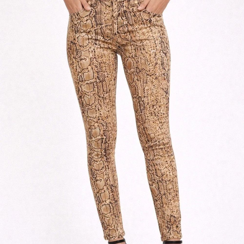 Tory Burch Super Skinny Snakeskin Print Jeans Size 29 Stretch Designer Denim